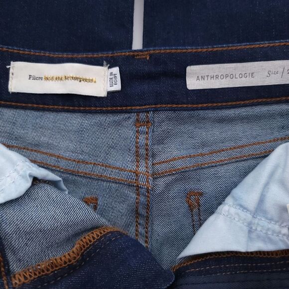 Pilcro and The Letterpress Athropologie Solid Blue Denim Cropped Jeans Womens 25 - Picture 12 of 12
